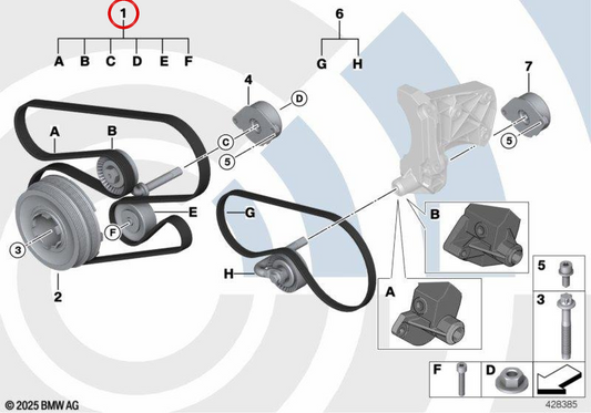 Kit de transmission Correa pour BMW E46, E39, E38, E53 (OEM 11282339125). BMW d'origine