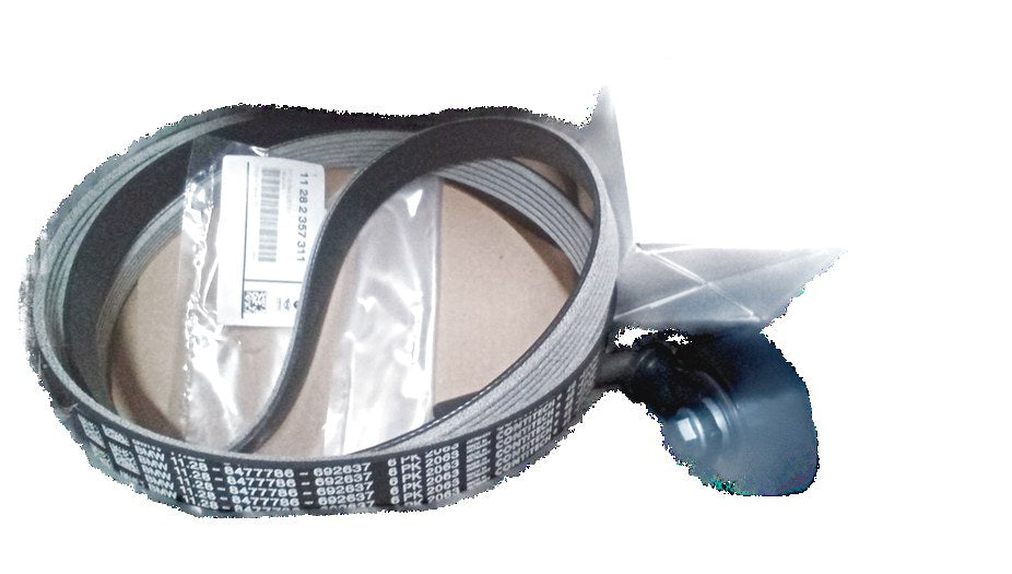 Accessori OEM Kit Correa 11282357311 per BMW E83, E83N. Include cinghia, puleggia di tensione, guida e rullo a vite. Ideale per l'alternatore e la pompa dell'acqua. BMW originale.