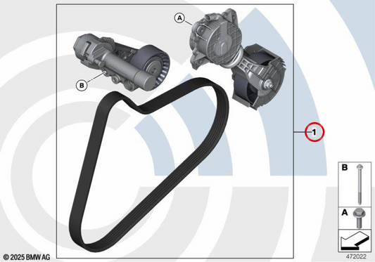Kit de reparo de transmissão por correia OEM 11282444339 para MINI R56, R55, R57, R58, R59, R60, R61. MINI originais.