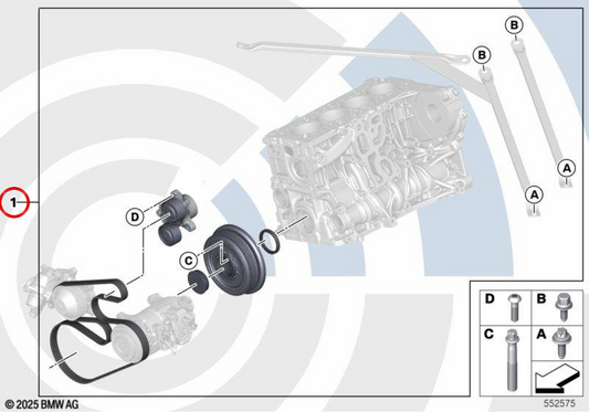Kit de reparo de cinto acessório OEM 11282467382 para BMW F22, F30, F31, F34. BMW genuíno.