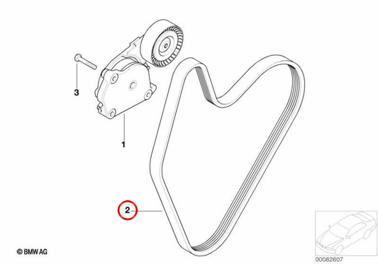 Cinghia Poly-V OEM 11287526363 per MINI R50 Cooper, R50 One, RS2 Cooper... e altro ancora. MINI originale.