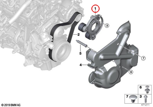 Tenditore di Correa meccanico OEM 11287634197 per BMW F45, F46, I12, I15. BMW originale.