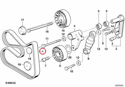Correa de accesorios (Keilrippenriemen) OEM 11287636379 para BMW E36, E46, E39, E60, E61, E38, E65, E66, E83, E53, Z3. Original BMW.