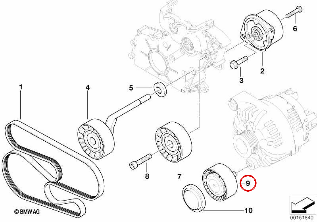 OEM 11287802146 PULEGGIO DI LUOVO PER BMW E60, E61, E63, E64. BMW originale.