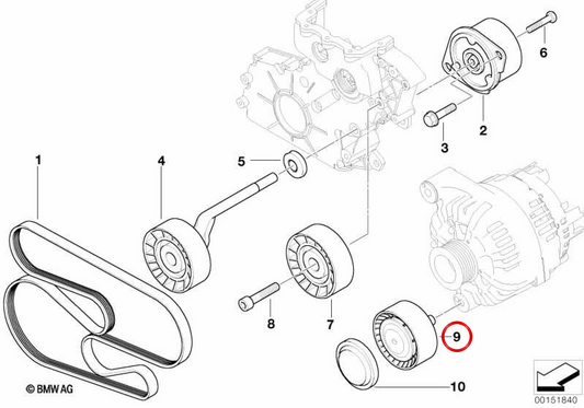 OEM 11287802146 PULEGGIO DI LUOVO PER BMW E60, E61, E63, E64. BMW originale.