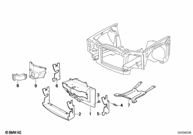 Conducto de aire derecho para BMW E30 (OEM 51711979140). Original BMW