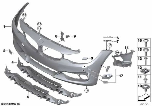 Front Bumper Trim Primed for BMW 3 Series F34, F34N (OEM 51117371816). Original BMW