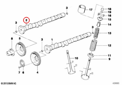 OEM exhaust camshaft 11311307685 for BMW E23, E24, E28, E32, E34. Original BMW.