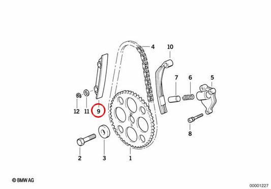 Riel-guía cadena de distribución OEM 11311341293 para motos BMW R1200GS, R1200GS Adventure, R1200RT, R1200R, R1200ST, R1200S, R nineT... y más. Original BMW Motorrad.