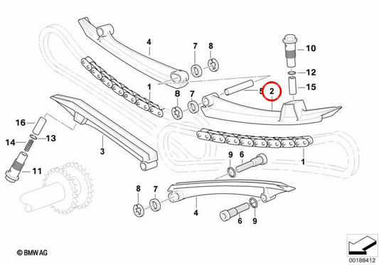 Rail de tension gauche OEM 11311341295 pour motos BMW R1200GS, R1200RT, R1150GS... et plus. BMW Motorrad d'origine.