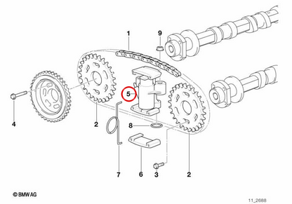 Tensor de cadena de distribución OEM 11311435026 para BMW E39, E38, E31, E53, E52. Original BMW.