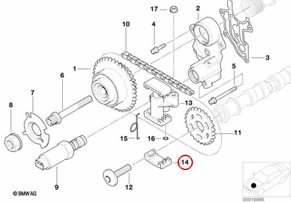 OEM distribution chain guide 11311435028 for BMW E39, E38, E53, E52. Original BMW.