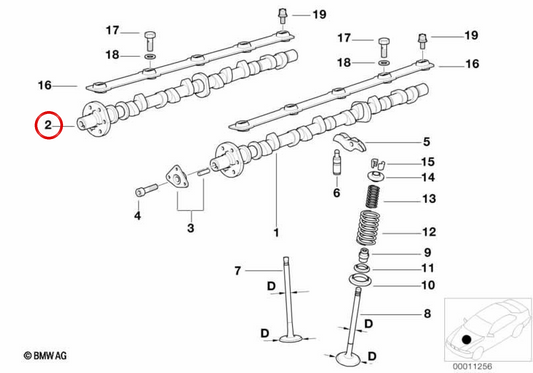 Arbre à cames OEM 11311702459 pour BMW E38, E31. BMW d'origine.