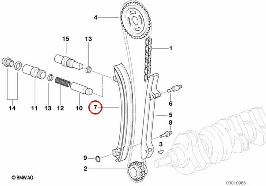 Guide de la chaîne de distribution OEM 11311722654 pour BMW E36, E34, E39, E32, Z3. BMW d'origine.