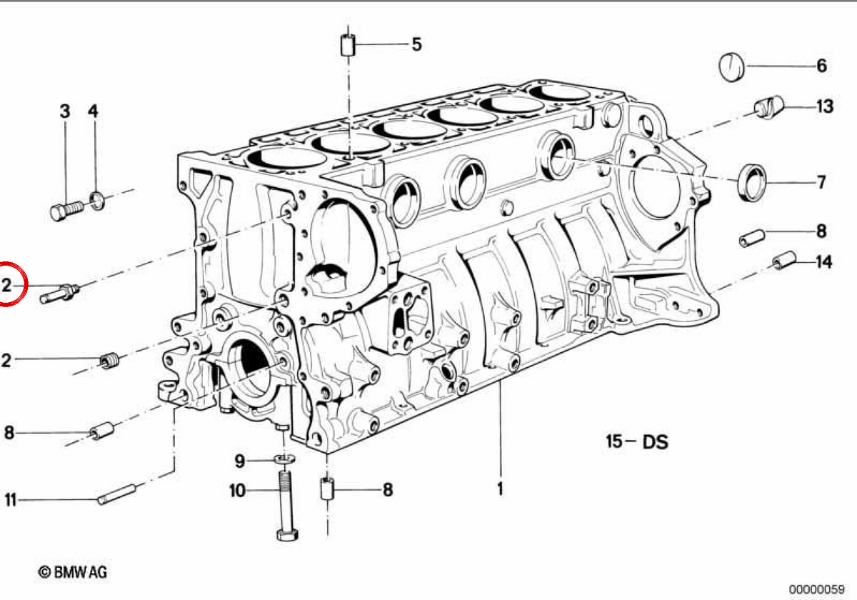Pino de rolamento OEM 11311744351 para BMW E21, E30, E34, E28, E24, E23, E12, M1 E26... e muito mais. BMW genuíno.