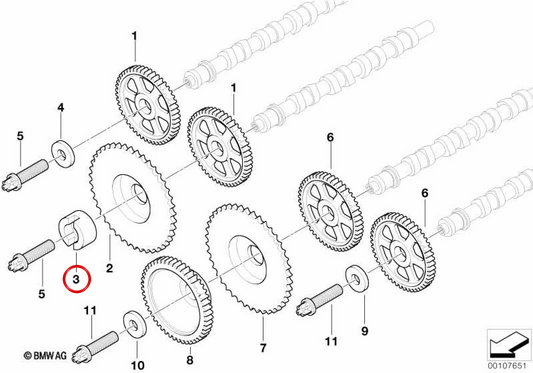 Acoplamento de temporização OEM 11312248535 para BMW E38, E65. BMW genuíno.