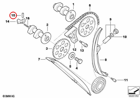 Rolo de transmissão OEM 11312343096 para motocicletas BMW F 650, F 650 ST, F 650 CS, F 650 GS, G 650 X... e muito mais. Originais BMW Motorrad.