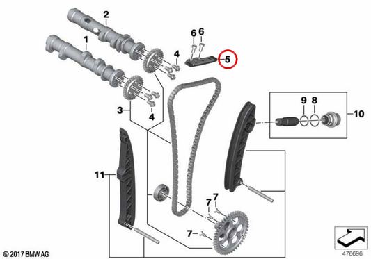 Rail de glissement OEM 11315A69F47 pour motos BMW F 750 GS, F 850 ​​​​GS, F 900 R, F 900 XR... et plus encore. BMW Motorrad d'origine.