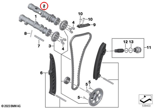 Arbre à cames d'échappement OEM 11315B36C00 pour BMW Motorrad F 750 GS, F 850 ​​​​GS, F 900 R, F 900 XR... et plus encore. BMW Motorrad d'origine.