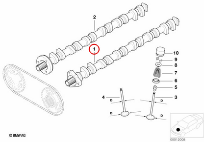 OEM -Eintrittskameralwelle 11317500388 für BMW E36, E46, E39, E60, E65, E66, E83, E53, Z3, E85. Original BMW.