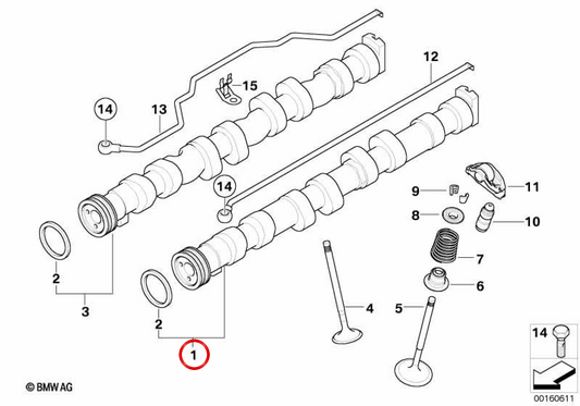 OEM 11317563345 Arbre à cames d'admission pour BMW E81, E82, E87, E88, E90, E91, E92, E93, E60, E61. BMW d'origine.