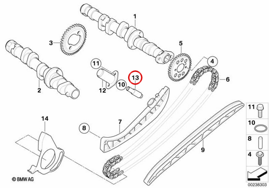 Tenditore a catena OEM 11317111271 per motociclette BMW K1300S, K1300R, K1300GT. BMW MOTORAD originale.