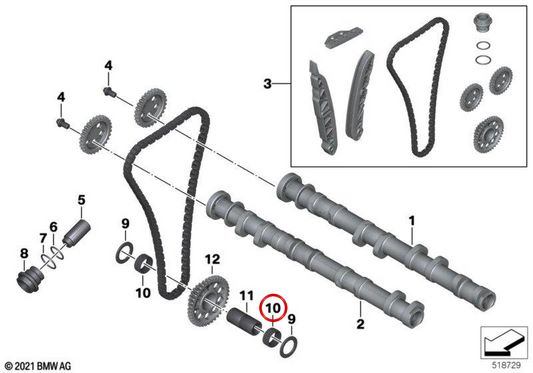 Anel de agulha OEM 11317718067 para motocicletas BMW HP4, S 1000 RR, S 1000 R, S 1000 XR. Originais BMW Motorrad.