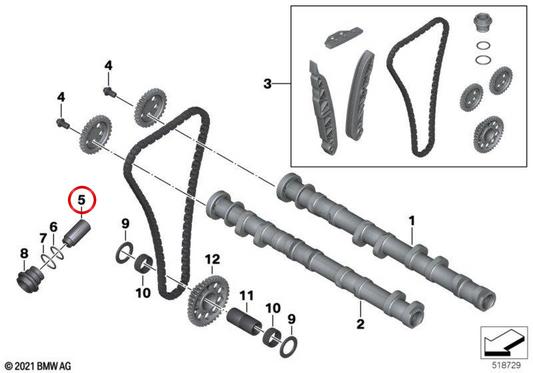 Tensor da corrente de distribuição OEM 11317721041 para motos BMW HP4, S 1000 RR, S 1000 R e S 1000 XR. Original BMW Motorrad.