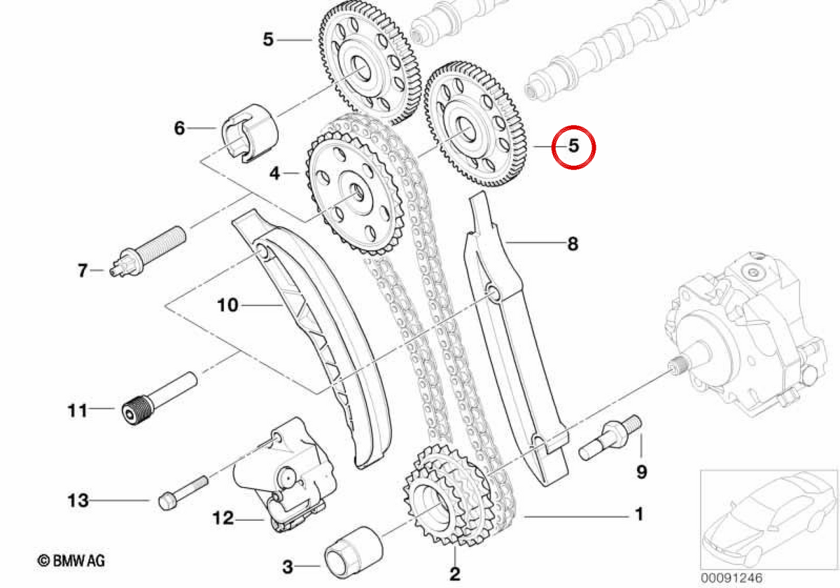 Équipement d'arbre à cames OEM 1131778741 pour BMW E46, E60, E61, E65, E83, E53. BMW d'origine.