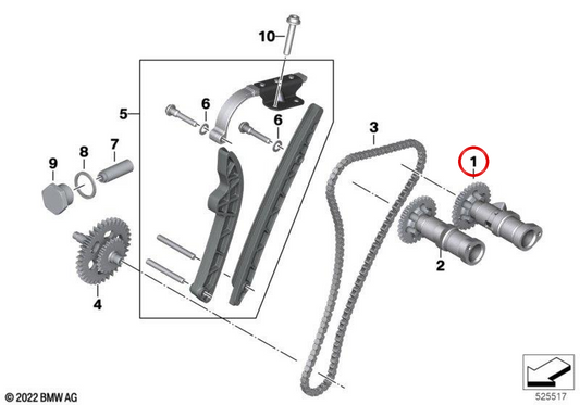 Árvore de cames de escape OEM 11318396599 para motocicletas BMW G 310 GS, G 310 R, G 310 RR. Originais BMW Motorrad.