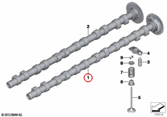 OEM 11318570129 Arbre à cames d'admission pour BMW G20, G21, G30, G31, G32, G11, G12, G14, G15, G16, G01, G02, G05, G06, G07. BMW d'origine.