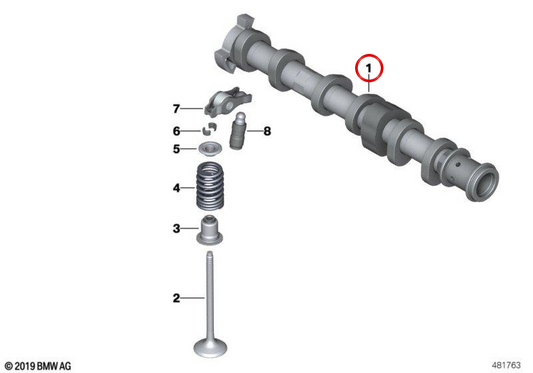 Arbre à cames d'échappement OEM 11318629227 pour BMW F40, F52, F70, F44, F45, F46, U06, F48, F49, U11, F39, U10 et Mini F55, F56, F57, F65, F66, F54, F60, U25. BMW et mini d'origine.