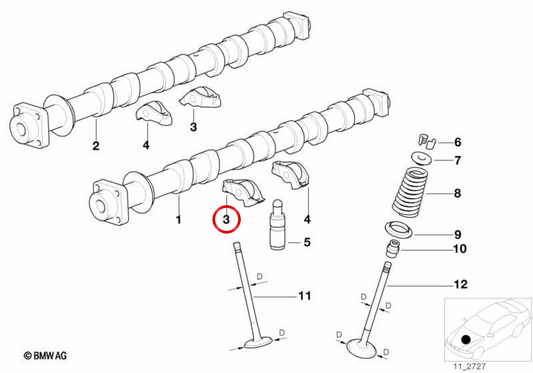 Rocker de soupape gauche OEM 1133124773 pour BMW E36, Z3. BMW d'origine.