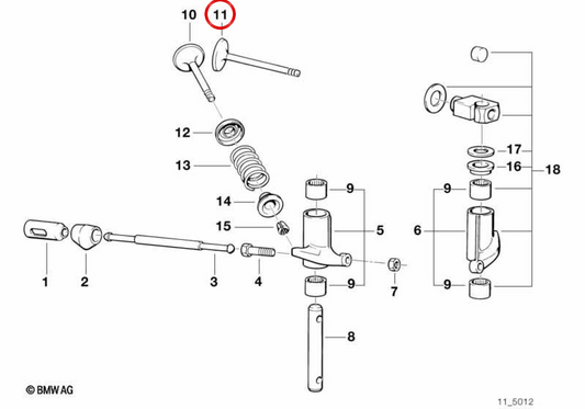 Válvula de admisión OEM 11341250234 para BMW R50. Original BMW.