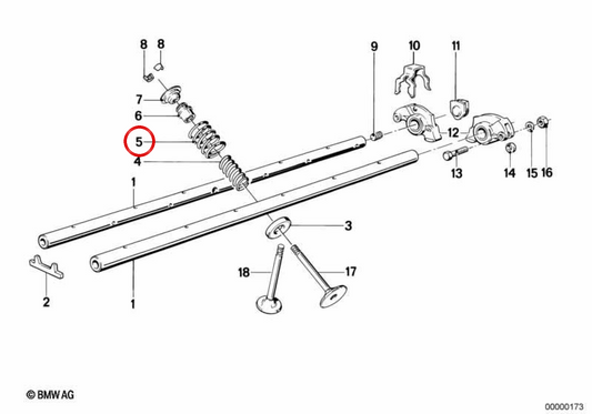 Mola de válvula OEM 11341279211 para BMW E30, E28, E34. BMW genuíno.