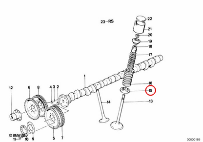 Placa de mola de válvula OEM 11341307961 para BMW E30, E36, E28, E34, E24. BMW genuíno.