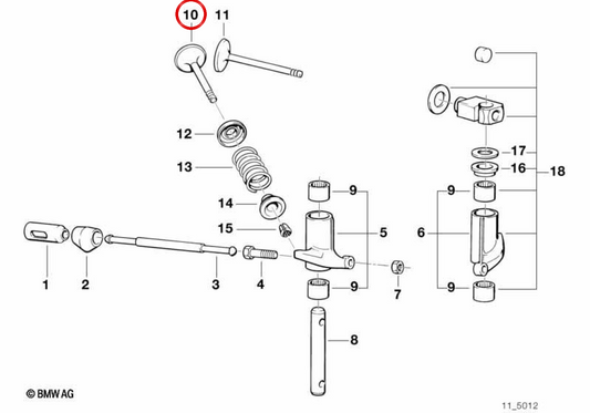 Válvula de escape OEM 11341337453 para BMW R50. BMW genuíno.