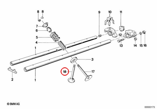 Válvula de escape com haste superdimensionada +0,1 mm OEM 11341710962 para BMW E21, E30, E28, E34. BMW genuíno.