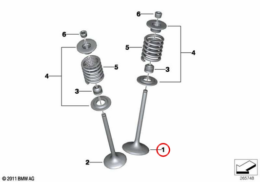 Válvula de admisión OEM 11347729608 para motos BMW C 600 Sport, C 650 Sport, C 650 GT e i3 I01, I01 LCI… y más. Original BMW y MINI.