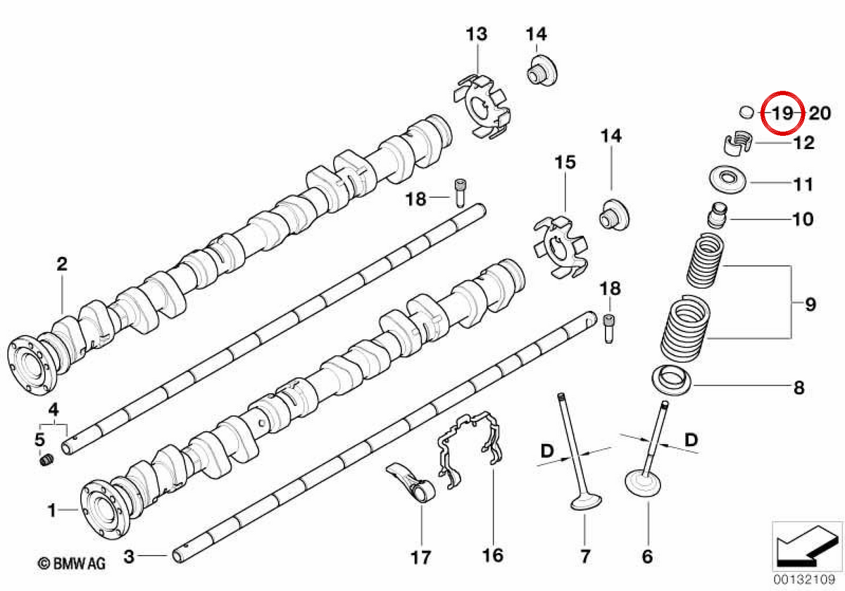 **Almofada de ajuste OEM 11347832280 para BMW E36, E46, E90, Z3, E85, E86. BMW original.**