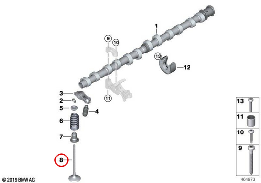 Valvola di ammissione OEM 11348053402 per BMW G87, G20, G21, G80, G81, G26, G82, G83, F97, F98. BMW originale.