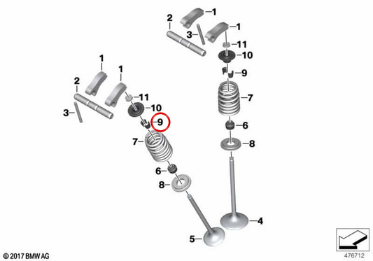 Meia cunha de válvula OEM 11348562210 para motas BMW F 750 GS, F 800 GS, F 850 GS, F 900 GS, F 900 R, F 900 XR… e mais. Original BMW Motorrad