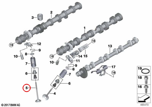 Válvula de escape OEM 11349453892 para BMW F90, F90N, F91, F92, F93, F95, F96. Original BMW.