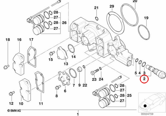 Valvola di limitazione della pressione OEM 11361318643 per BMW E36 e Z3. BMW originale.