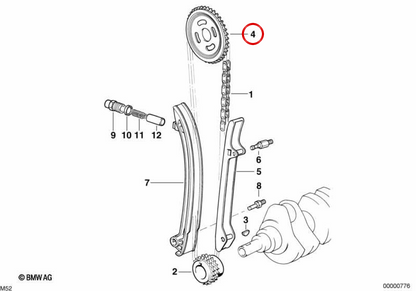 Roda dentada da árvore de cames OEM 11361438375 para BMW E36, E46, E39, E60, E61, E38, E65, E66, E83, E53, Z3, E85. BMW genuíno.