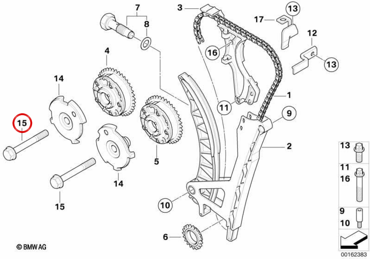 Vis avec lèvre OEM 11367500574 pour BMW E81, E87, E90, E46, E92, E60 LCI, X1 E84, X3 E83, Z4 E85... et plus. Véritable BMW.