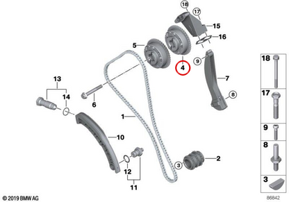 Intake camshaft adjustment unit OEM 11367518227 for BMW E65, E66. Original BMW.