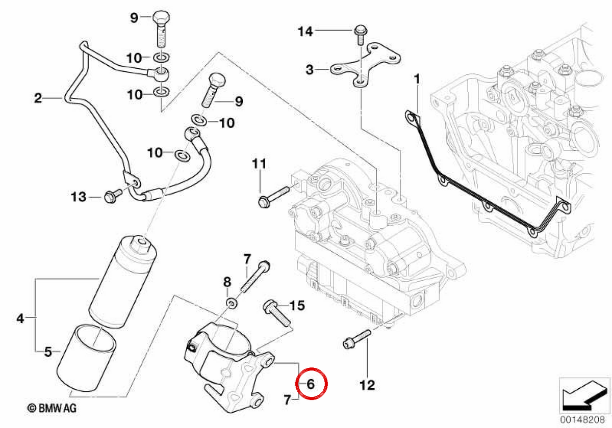 Supporto per l'accumulatore di pressione OEM 11367838607 per BMW E46, E85, E86. BMW originale.