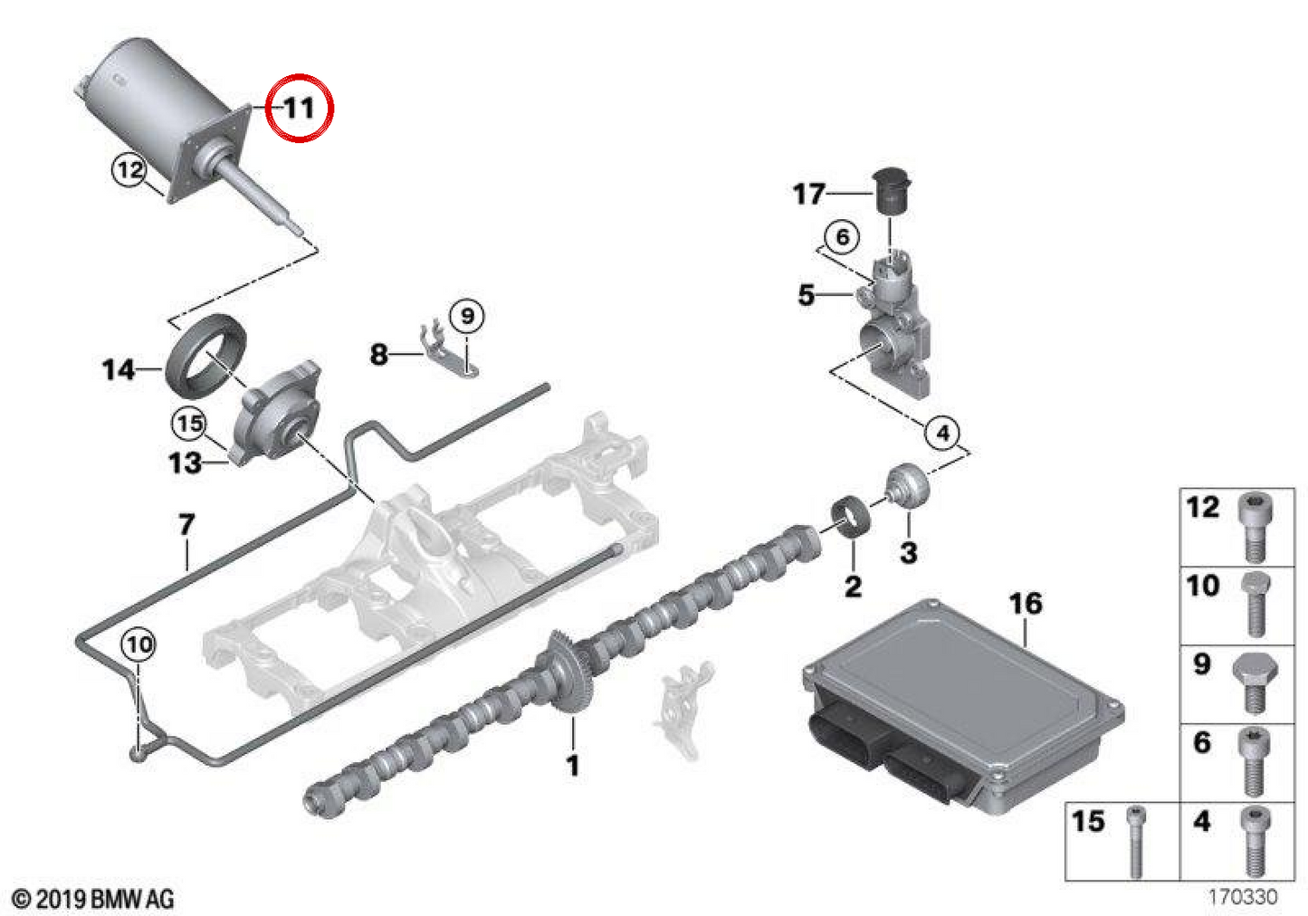 OEM camshaft actuator 1137548389 for BMW E60, E61, E63, E64, E65, E66, E53, E70. Original BMW.