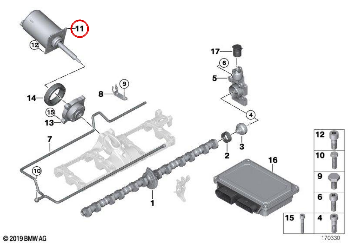 OEM camshaft actuator 1137548389 for BMW E60, E61, E63, E64, E65, E66, E53, E70. Original BMW.
